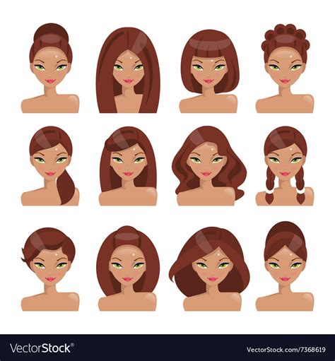 Set of girls with different hairstyles Royalty Free Vector