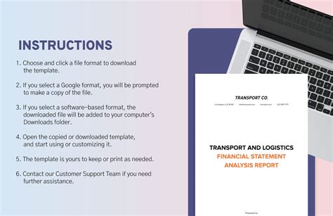 Transport And Logistics Financial Statement Analysis Report Template In