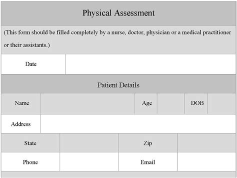 Physical Assessment Form Editable Pdf Forms