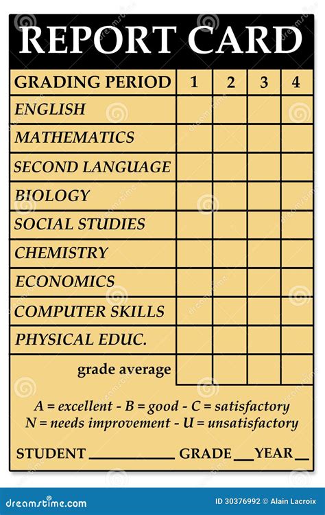 High School Report Card Stock Photography Image 30376992