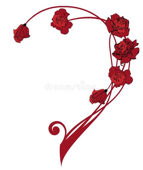 Valentine Border with Roses Stock Illustration - Illustration of posy ...