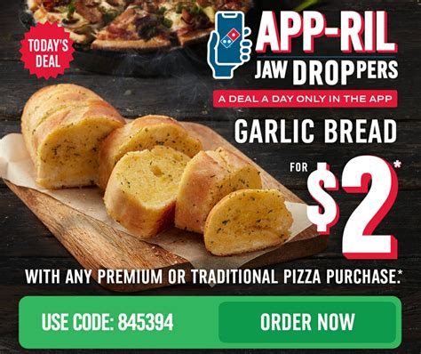 Deal Domino S Garlic Bread With Traditional Premium Pizza Via