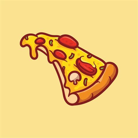 Illustration Vectorielle D Une Délicieuse Tranche De Pizza Au Pepperoni Avec Du Fromage Fondu