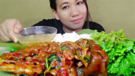 Eating Spicy Pork Trotter With Ricenaga Mukbang Youtube