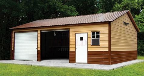 Two Tone 2 Car Side Metal Garage - Harold’s Steel Buildings