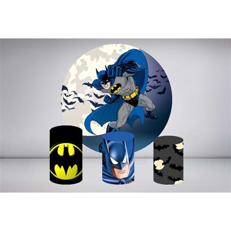 Kit Painel Redondo 1 50 Capas Cilindros Tecido Sublimado Batman