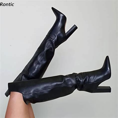 Rontic Botas Hasta La Rodilla De Piel Sint Tica Para Mujer Zapatos De