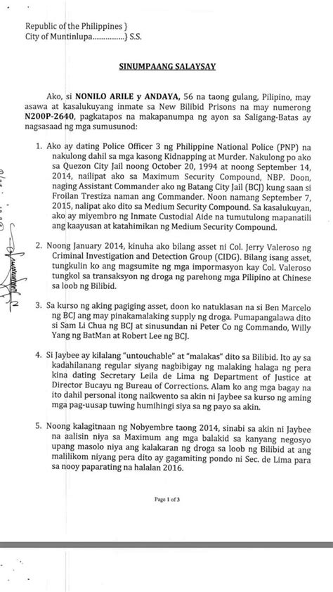 Dzmm Teleradyo On Twitter Tingnan Affidavit Ng Witness Na Si Nonilo