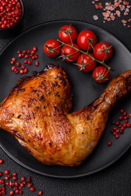 Premium Photo Delicious Grilled Chicken Leg Or Quarter With Salt And