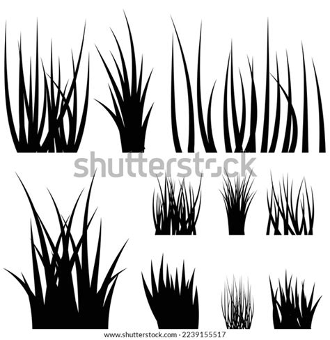 Set Black Grass Silhouette Vector Illustration Stock Vector (Royalty ...