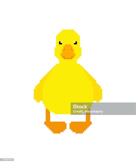 Duckling Pixel Art Little Duck 8 Bit Pixelated Vector Illustration