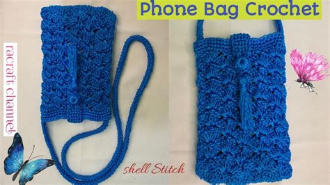 Cara Membuat Tas Hp Rajut Motif Kerang Phone Bag Crochet Shell