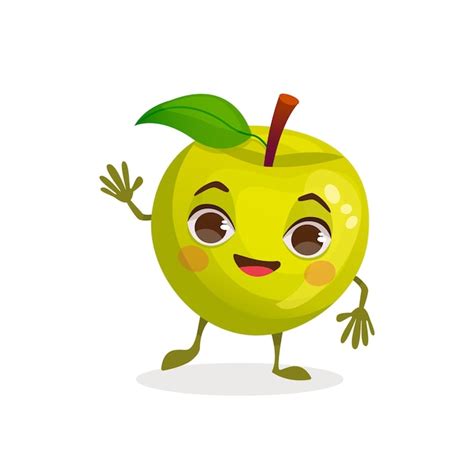 Premium Vector Cartoon Vector Character Fruit Apple Fruit With Face