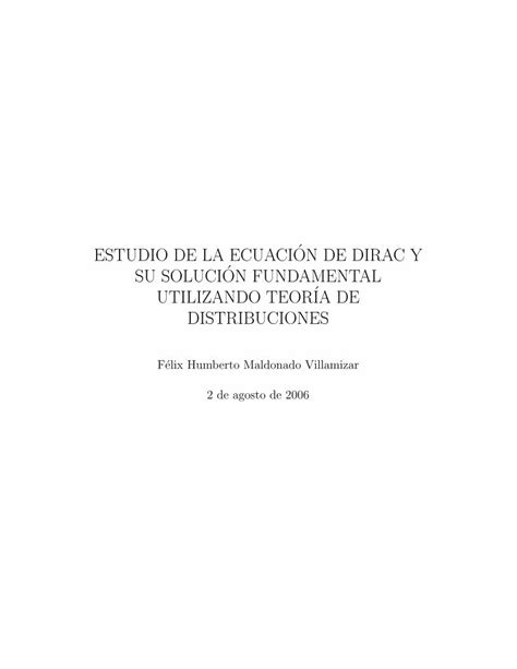 PDF ESTUDIO DE LA ECUACION DE DIRAC Y SU SOLUCION Ftp Unipamplona