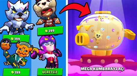 Mega Kumbara AÇtim Neler Geldİ Yenİ KostÜmler Ve HİperŞarjlar Brawl Stars Youtube