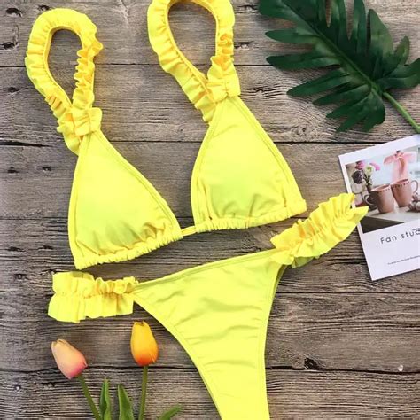 Aliexpress Buy Triangle Micro Bikini Pleated Push Up