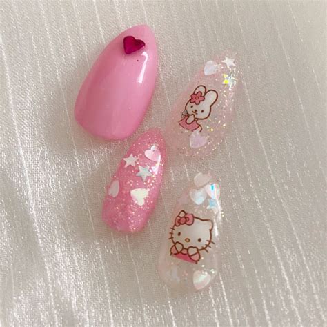 Hello Kitty Press On Nails Sanrio Nail Designs Glue On Etsy