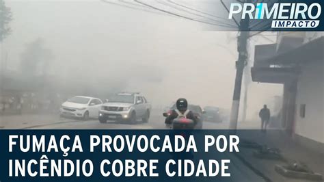 Teresópolis fica encoberta por fumaça de incêndio em aterro sanitário