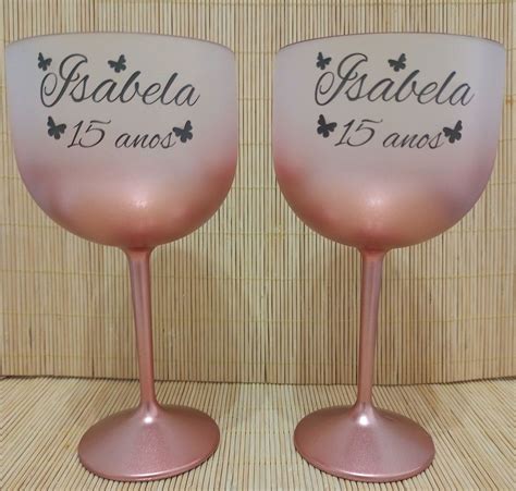 Taça Gin Degrade Personalizada 15 anos Rose Gold Elo7