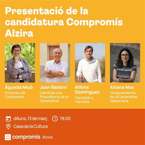 PRESENTACIÓ DE LA CANDIDATURA COMPROMÍS ALZIRA 2023 Compromís per Alzira