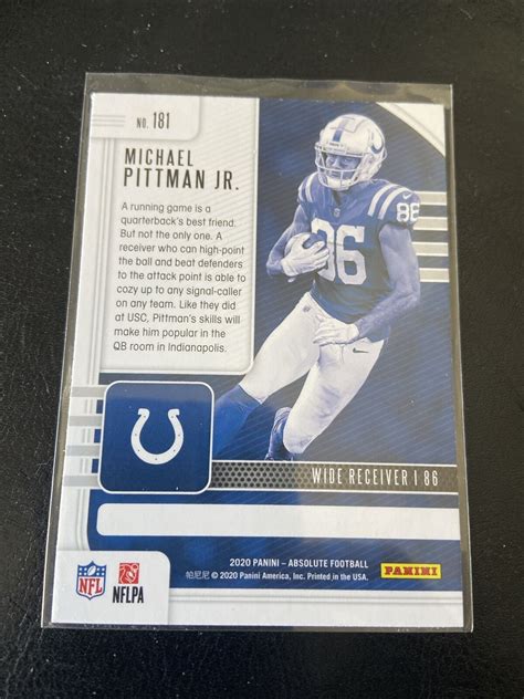 2020 Panini Absolute Rookie Blue 181 Michael Pittman Jr RC EBay