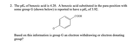 Solved Please Show All Work 2 The Pka Of Benzoic Acid Is 4 20 A