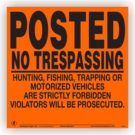 Minuteman Signs Aluminum No Trespassing Motorized Vehicles Signs Bulk