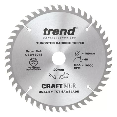 Trend CraftPo CSB 16048 Wood Circular Saw Blade 160mm X 20mm 48T Screwfix