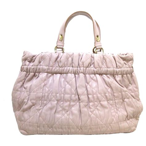 Cartable Dior Cannage en cuir rose Veau façon poulain ref 588190 Joli