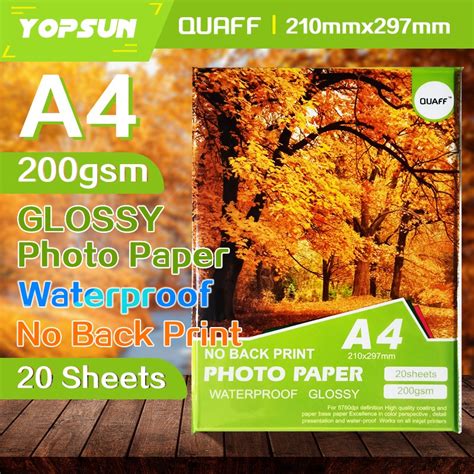 No Back Print Glossy Photo Paper A Gsm Sheets Quaff Brand