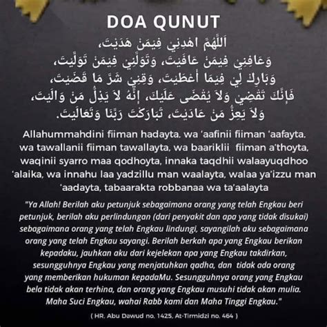 DISYARIATKAN MEMBACA DOA QUNUT DALAM SALAT WITIR