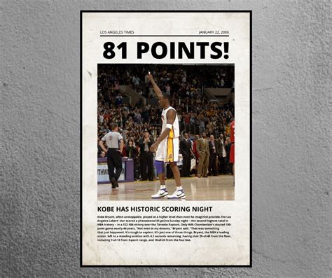 Kobe Bryant Newspaper 81 Points Kobe Bryant Los Angeles Etsy