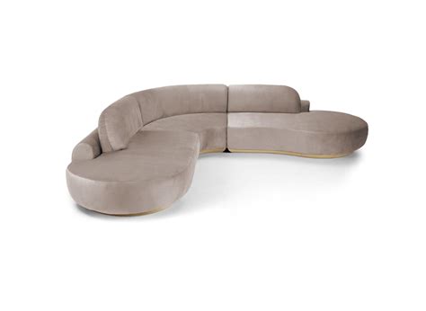 Naked Curved Sectional Sofa Piece With Natural Oak And Paris Mouse