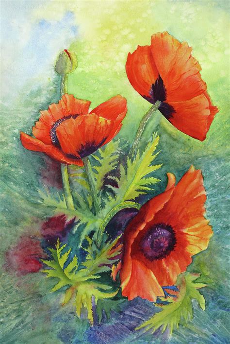 Trio Of Oriental Poppies Painting By Karen Mattson Fine Art America