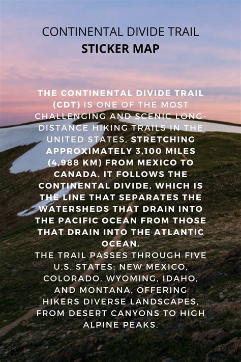 Continental Divide Trail Map Sticker CDT Trail Map Watercolor Painting