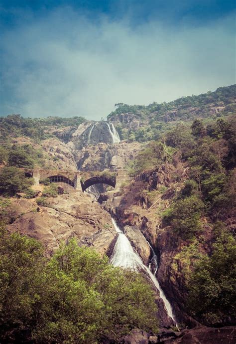 Railway Bridge Over the River Mandovi on the Background of the ...