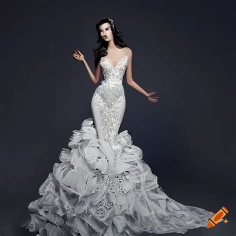 Custom Made Intricate Mermaid Wedding Dress With Long Train