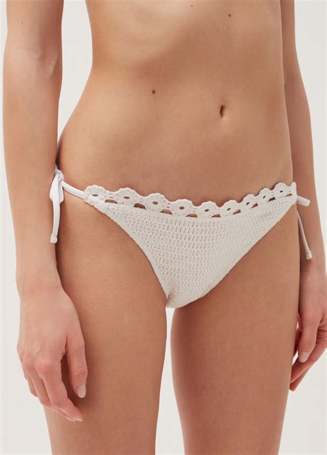 Womans White Crochet Bikini Briefs Ovs