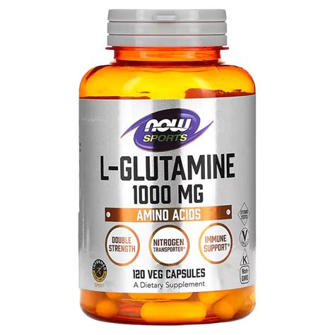 NOW Foods L Glutamine Double Strength 1000 Mg 120 Veggie Capsules