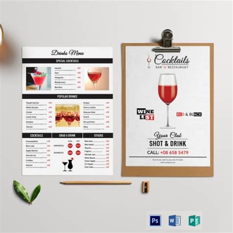 37 Cocktail Menu Templates Free Sample Example Format Download