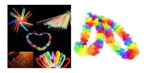 25 Collares Hawaianos Neon 50 Pulseras Neon Para Fiesta Meses Sin