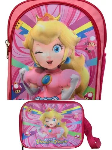 Mochila Con Lonchera Con Dise O De Princesa Peach Mario Bros Env O Gratis