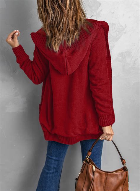 Eytino Hooded Cardigan Sweaters For Women Long Sleeve Button Down Knit