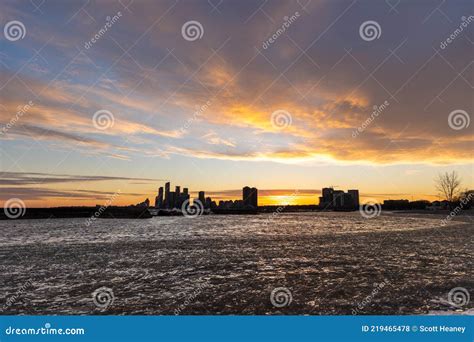 Beautiful Sunset Over Humber Bay Seen From The Sunnyside Beach At