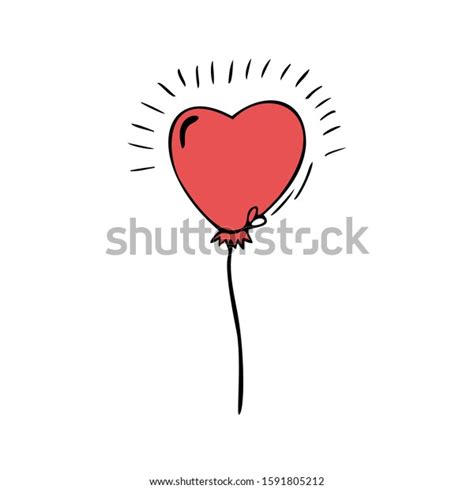 Single Hand Drawn Red Balloon Shape Stock Vector Royalty Free