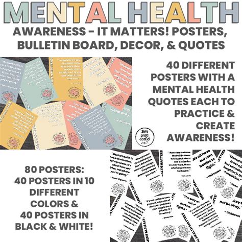 Mental Health Awareness Bulletin Board Posters Decor Boho Set