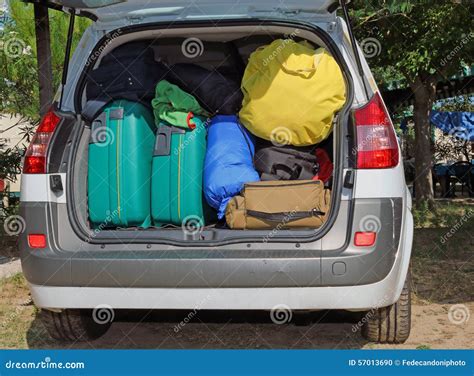 Luggage And Suitcases In Car Stock Photo Image Of Holiday Suitcase