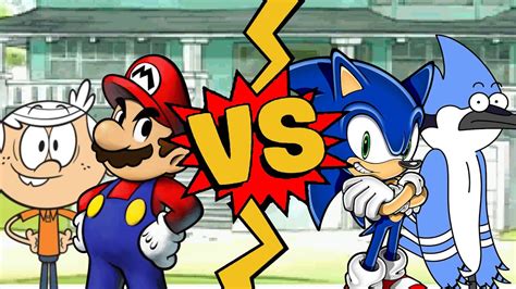 M U G E N Battles Mario Lincoln Loud Vs Sonic Mordecai Youtube