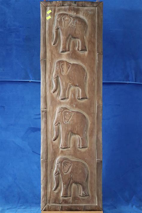 Lot - CARVED WOODEN ELEPHANT WALL ART