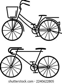 Clip Art Set Bicycle Line Drawing Stock Vector (Royalty Free ...